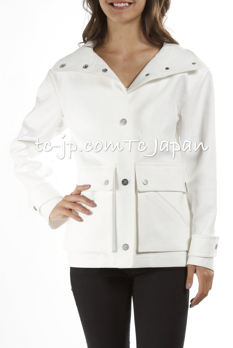 CHANEL 13S White Cotton Jacket Coat 38 40 42 シャネル ホワイト コットン ジャケット コート 即発