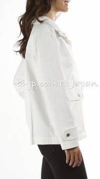 CHANEL 13S White Cotton Jacket Coat 38 40 42 シャネル ホワイト コットン ジャケット コート 即発