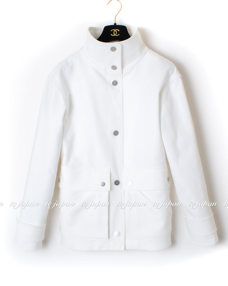 CHANEL 13S White Cotton Jacket Coat 38 40 42 シャネル ホワイト コットン ジャケット コート 即発