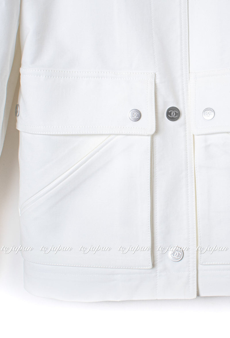 CHANEL 13S White Cotton Jacket Coat 38 40 42 シャネル ホワイト コットン ジャケット コート 即発