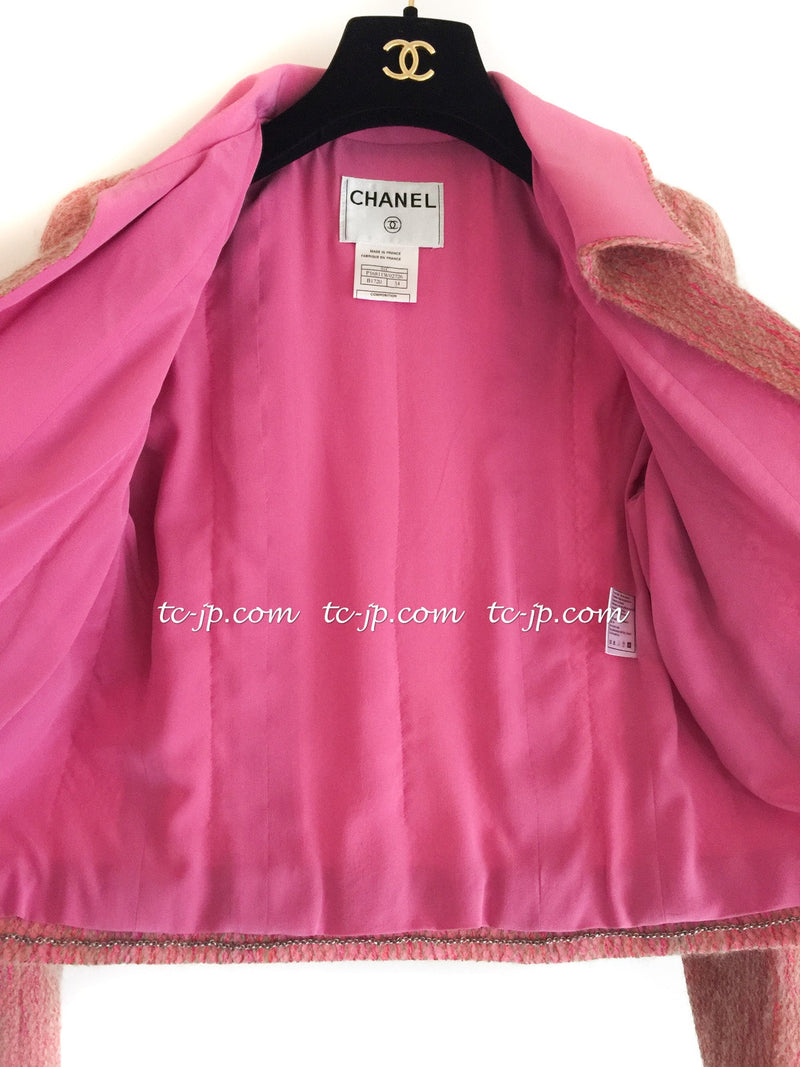 CHANEL 01C Pink Mohair Silk Cardigan Jacket 34 シャネル ピンク モヘア シルク カーディガン ジャケット 即発