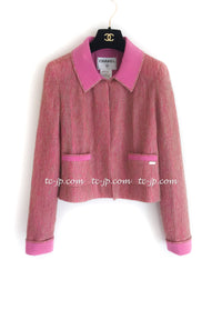 CHANEL 01C Pink Mohair Silk Cardigan Jacket 34 シャネル ピンク モヘア シルク カーディガン ジャケット 即発