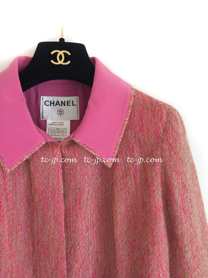 CHANEL 01C Pink Mohair Silk Cardigan Jacket 34 シャネル ピンク モヘア シルク カーディガン ジャケット 即発