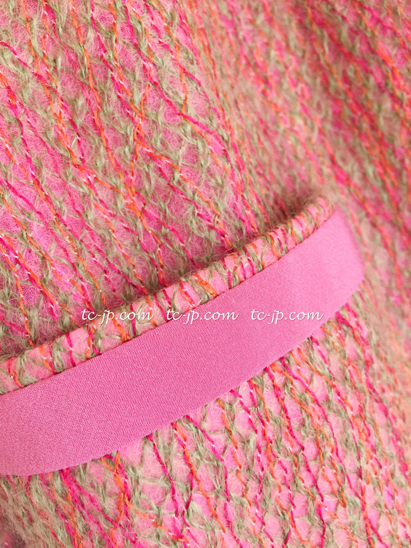 CHANEL 01C Pink Mohair Silk Cardigan Jacket 34 シャネル ピンク モヘア シルク カーディガン ジャケット 即発