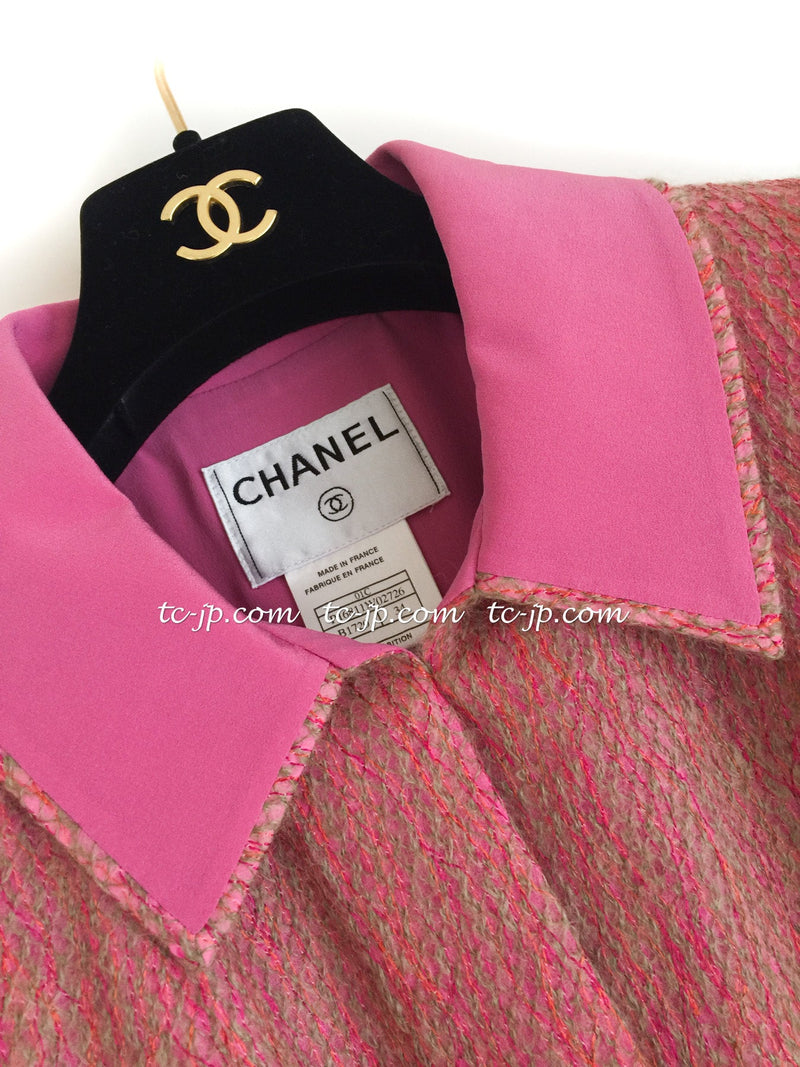 CHANEL 01C Pink Mohair Silk Cardigan Jacket 34 シャネル ピンク モヘア シルク カーディガン ジャケット 即発