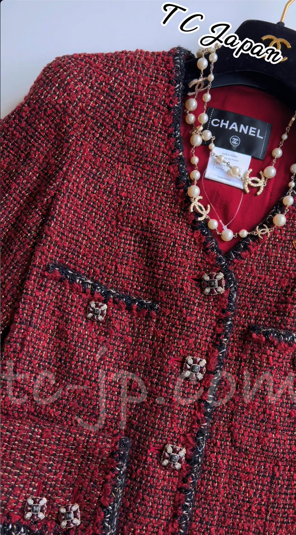 CHANEL 11A Red Black Metallic Fantasy Tweed Jacket 38 40 シャネル レッド ブラック メタリック ファンタジー ツイード ジャケット 即発