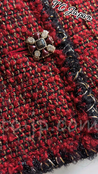 CHANEL 11A Red Black Metallic Fantasy Tweed Jacket 38 40 シャネル レッド ブラック メタリック ファンタジー ツイード ジャケット 即発