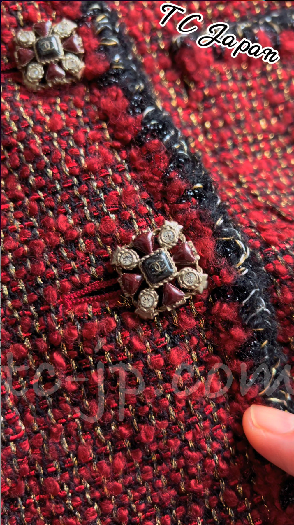CHANEL 11A Red Black Metallic Fantasy Tweed Jacket 38 40 シャネル レッド ブラック メタリック ファンタジー ツイード ジャケット 即発