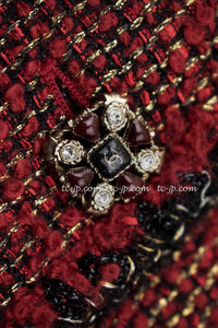 CHANEL 11A Red Black Metallic Fantasy Tweed Jacket 38 40 シャネル レッド ブラック メタリック ファンタジー ツイード ジャケット 即発