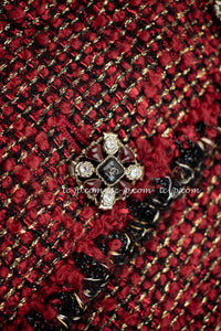 CHANEL 11A Red Black Metallic Fantasy Tweed Jacket 38 40 シャネル レッド ブラック メタリック ファンタジー ツイード ジャケット 即発