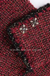 CHANEL 11A Red Black Metallic Fantasy Tweed Jacket 38 40 シャネル レッド ブラック メタリック ファンタジー ツイード ジャケット 即発