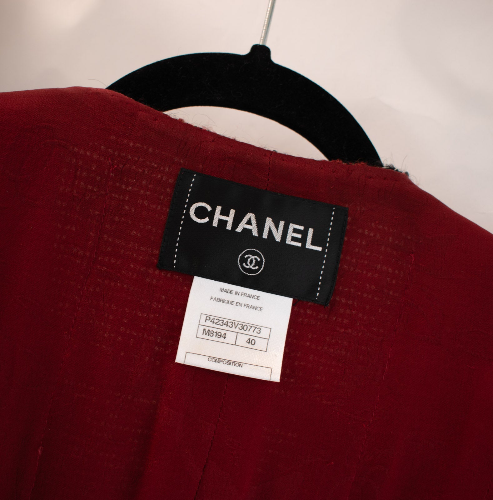CHANEL 11A Red Black Metallic Fantasy Tweed Jacket 38 40 シャネル レッド ブラック メタリック ファンタジー ツイード ジャケット 即発