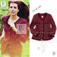CHANEL 11A Red Black Metallic Fantasy Tweed Jacket 38 40 シャネル レッド ブラック メタリック ファンタジー ツイード ジャケット 即発