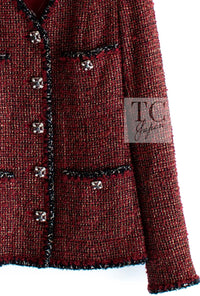 CHANEL Jacket 11A Red Black Gold Metallic Fantasy Tweed 40 シャネル ジャケット レッド ブラック ゴールド メタリック ファンタジー ツイード
