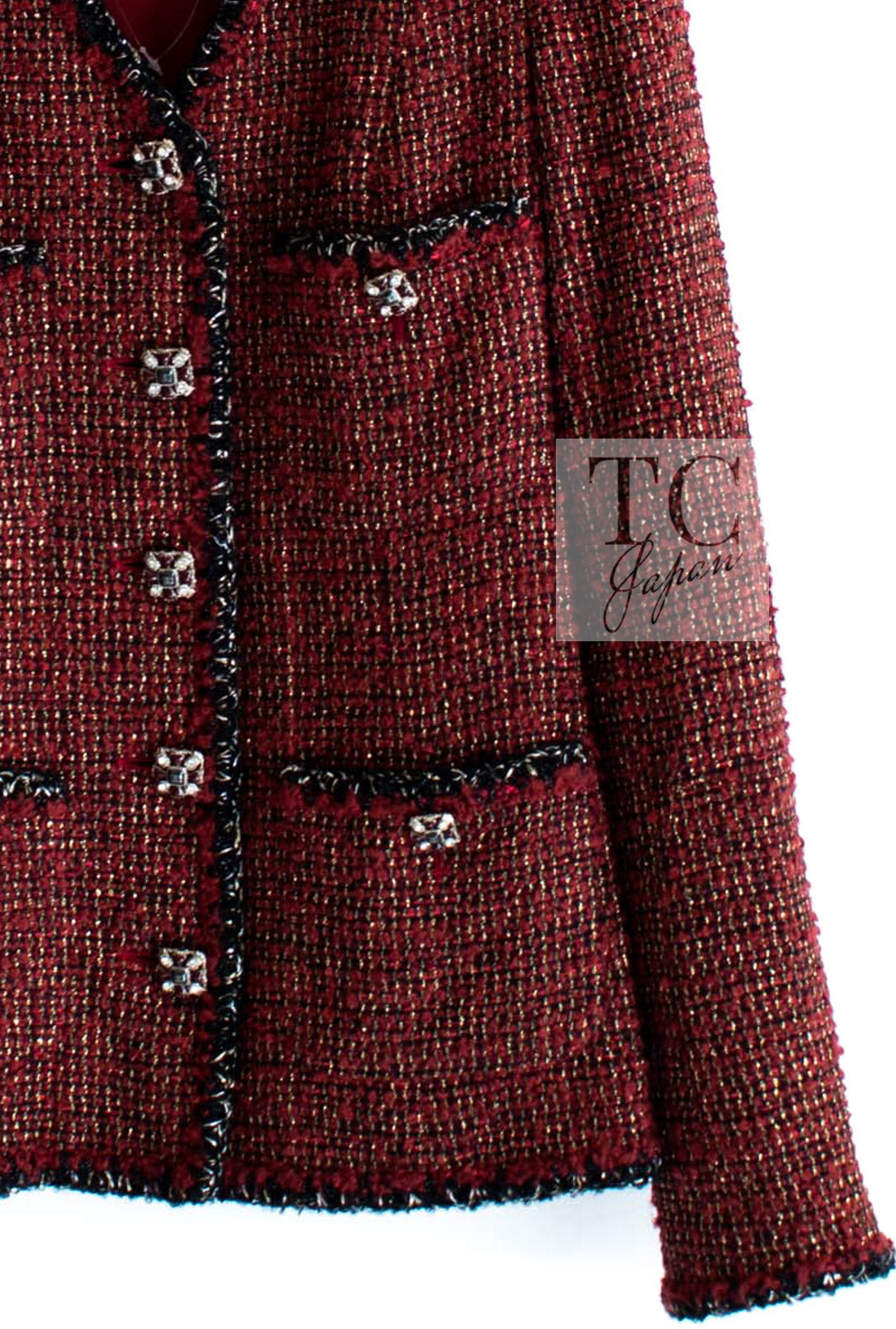 CHANEL Jacket 11A Red Black Gold Metallic Fantasy Tweed 40 シャネル ジャケット レッド ブラック ゴールド メタリック ファンタジー ツイード