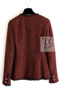 CHANEL Jacket 11A Red Black Gold Metallic Fantasy Tweed 40 シャネル ジャケット レッド ブラック ゴールド メタリック ファンタジー ツイード