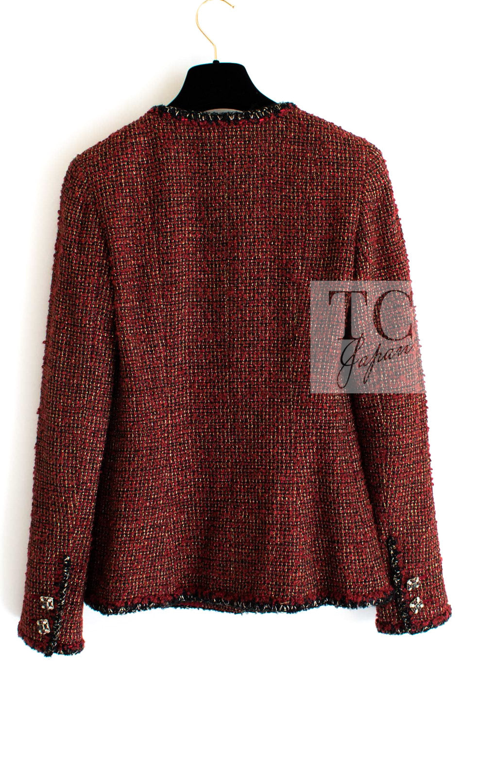 CHANEL Jacket 11A Red Black Gold Metallic Fantasy Tweed 40 シャネル ジャケット レッド ブラック ゴールド メタリック ファンタジー ツイード