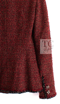 CHANEL Jacket 11A Red Black Gold Metallic Fantasy Tweed 40 シャネル ジャケット レッド ブラック ゴールド メタリック ファンタジー ツイード