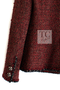 CHANEL Jacket 11A Red Black Gold Metallic Fantasy Tweed 40 シャネル ジャケット レッド ブラック ゴールド メタリック ファンタジー ツイード