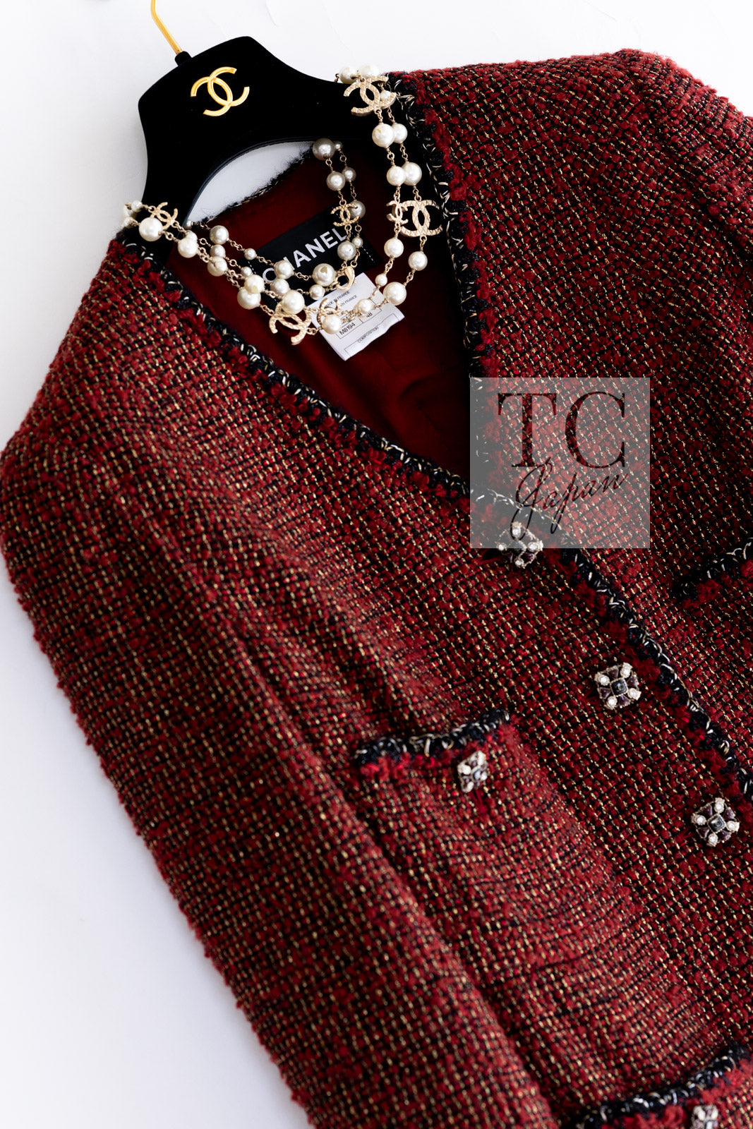 CHANEL 11A Red Black Metallic Fantasy Tweed Jacket 38 40 シャネル レッド ブラック メタリック ファンタジー ツイード ジャケット 即発