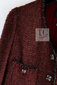 CHANEL 11A Red Black Metallic Fantasy Tweed Jacket 38 40 シャネル レッド ブラック メタリック ファンタジー ツイード ジャケット 即発