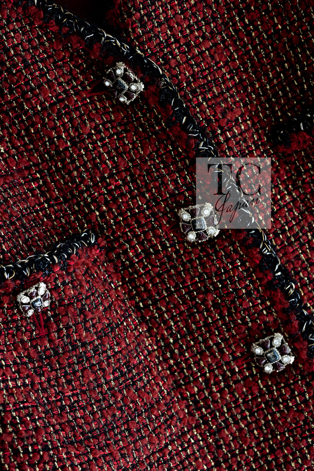 CHANEL 11A Red Black Metallic Fantasy Tweed Jacket 38 40 シャネル レッド ブラック メタリック ファンタジー ツイード ジャケット 即発