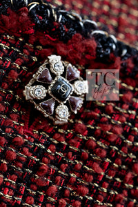 CHANEL Jacket 11A Red Black Gold Metallic Fantasy Tweed 40 シャネル ジャケット レッド ブラック ゴールド メタリック ファンタジー ツイード