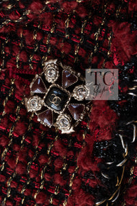 CHANEL 11A Red Black Metallic Fantasy Tweed Jacket 38 40 シャネル レッド ブラック メタリック ファンタジー ツイード ジャケット