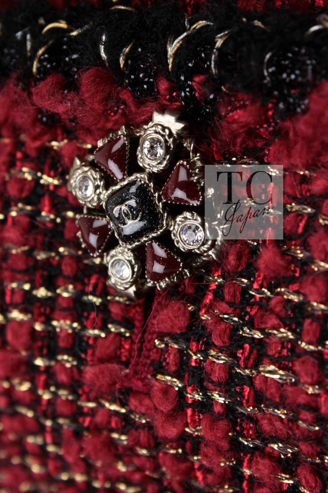 CHANEL 11A Red Black Metallic Fantasy Tweed Jacket 38 40 シャネル レッド ブラック メタリック ファンタジー ツイード ジャケット