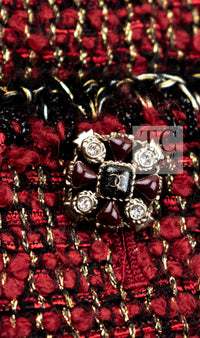 CHANEL 11A Red Black Metallic Fantasy Tweed Jacket 38 40 シャネル レッド ブラック メタリック ファンタジー ツイード ジャケット