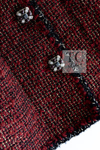 CHANEL Jacket 11A Red Black Gold Metallic Fantasy Tweed 40