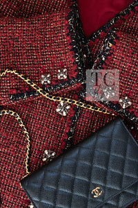 CHANEL Jacket 11A Red Black Gold Metallic Fantasy Tweed 40