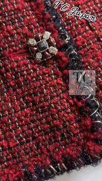 CHANEL Jacket 11A Red Black Gold Metallic Fantasy Tweed 40