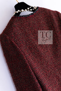 CHANEL Jacket 11A Red Black Gold Metallic Fantasy Tweed 40