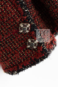 CHANEL Jacket 11A Red Black Gold Metallic Fantasy Tweed 40