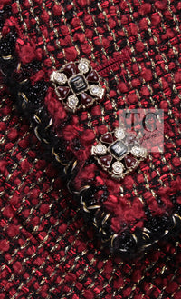 CHANEL 11A Red Black Metallic Fantasy Tweed Jacket 38 40 シャネル レッド ブラック メタリック ファンタジー ツイード ジャケット 即発
