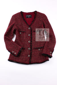 CHANEL Jacket 11A Red Black Gold Metallic Fantasy Tweed 40