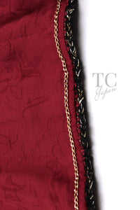 CHANEL 11A Red Black Metallic Fantasy Tweed Jacket 38 40 シャネル レッド ブラック メタリック ファンタジー ツイード ジャケット