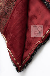 CHANEL Jacket 11A Red Black Gold Metallic Fantasy Tweed 40