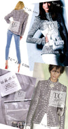 CHANEL 03A Gray Multicolor White Studded Stand Collar Tweed Jacket 36 シャネル グレー マルチカラー ホワイト スタッズ スタンド襟 ツイード ジャケット 即発