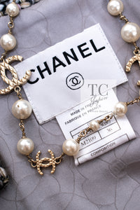 CHANEL 03A Gray Multicolor White Studded Stand Collar Tweed Jacket 36 シャネル グレー マルチカラー ホワイト スタッズ スタンド襟 ツイード ジャケット 即発