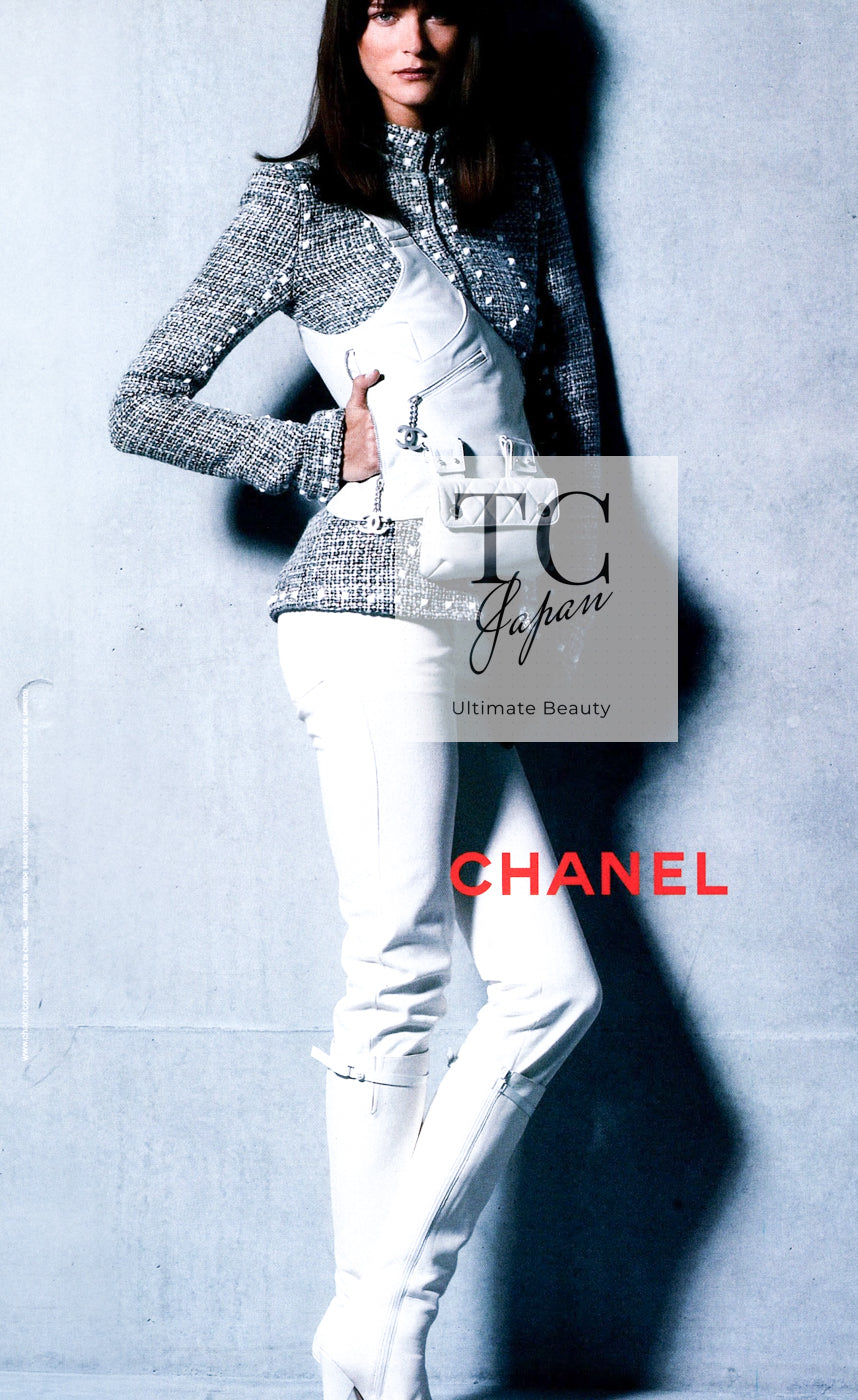 CHANEL 03A Gray Multicolor White Studded Stand Collar Tweed Jacket 36 シャネル グレー マルチカラー ホワイト スタッズ スタンド襟 ツイード ジャケット 即発 - TC JAPAN