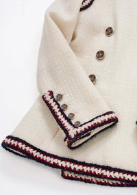 CHANEL 10PF Ivory Blade Trim Wool Tweed Jacket Skirt Suit 34 36 シャネル アイボリー ブレイド トリム ウール ツイード ジャケット スカート スーツ 即発 - TC JAPAN