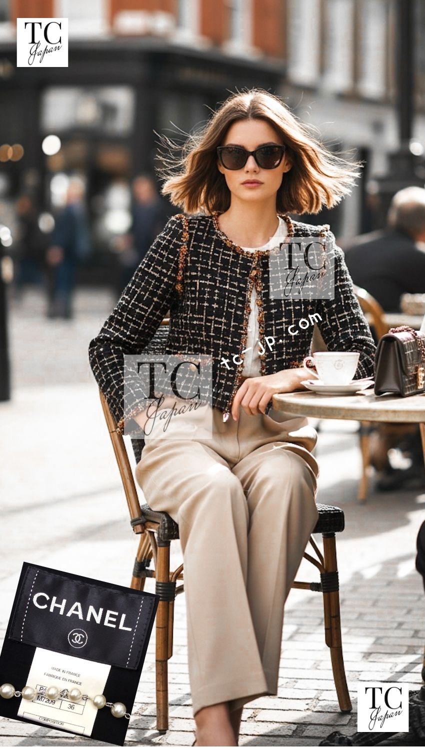 CHANEL 11C Black Brown Gold Lesage Cropped Jacket 36 シャネル ブラック ブラウン ゴールド ルサージュ クロップド ジャケット 即発