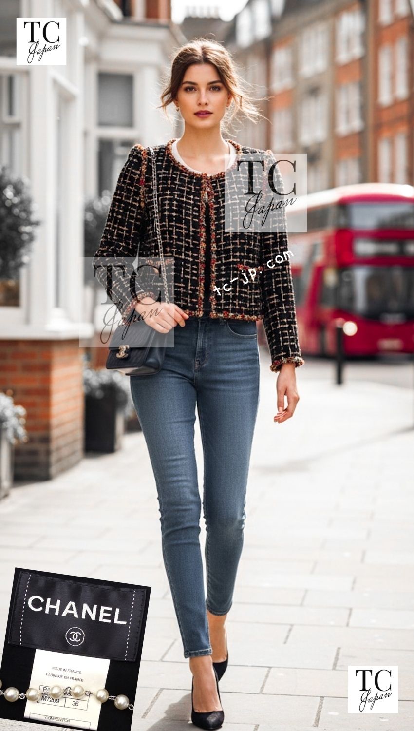 CHANEL 11C Black Brown Gold Lesage Cropped Jacket 36 シャネル ブラック ブラウン ゴールド ルサージュ クロップド ジャケット 即発