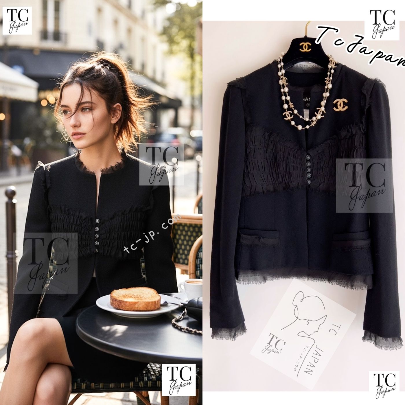 CHANEL 04S Black CC Logo Buttons Wool Jacket Naomi Watts 36 38 シャネル 定番 ブラック ココボタン ウール ジャケット 冠婚葬祭 即発