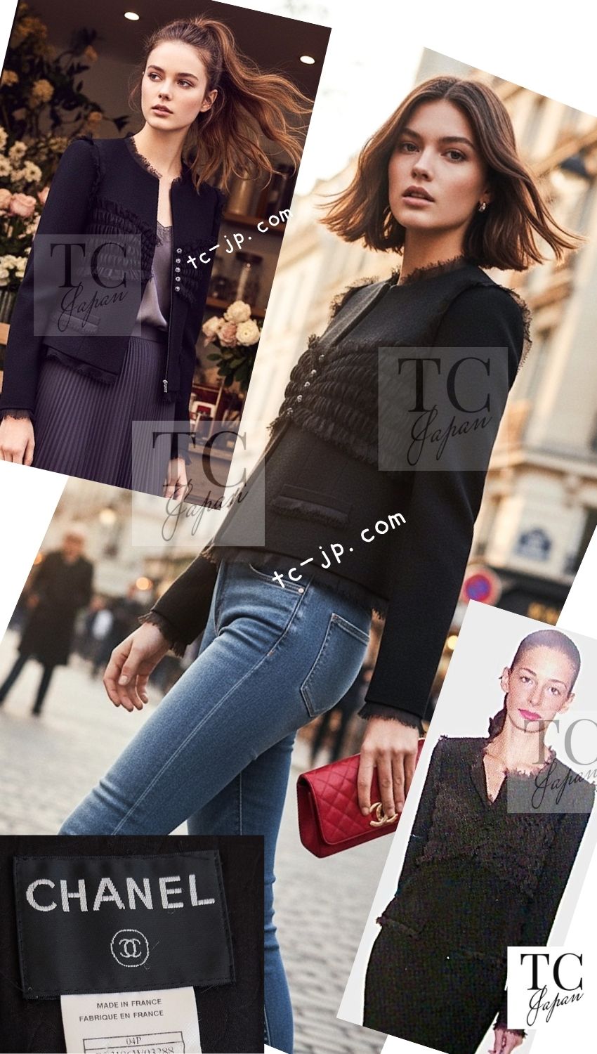 CHANEL 04S Black CC Logo Buttons Wool Jacket Naomi Watts 36 38 シャネル 定番 ブラック ココボタン ウール ジャケット 冠婚葬祭 即発