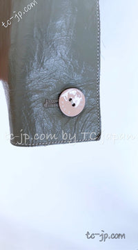 CHANEL 03C Gray Moss Calfskin Leather Camellia Jacket 38 シャネル モス グレー カメリア カーフスキン レザー ジャケット 即発