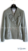 CHANEL 03C Gray Moss Calfskin Leather Camellia Jacket 38 シャネル モス グレー カメリア カーフスキン レザー ジャケット 即発