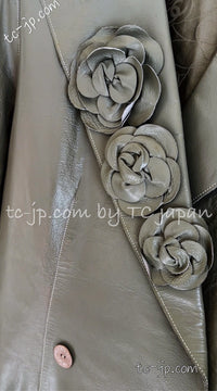 CHANEL 03C Gray Moss Calfskin Leather Camellia Jacket 38 シャネル モス グレー カメリア カーフスキン レザー ジャケット 即発